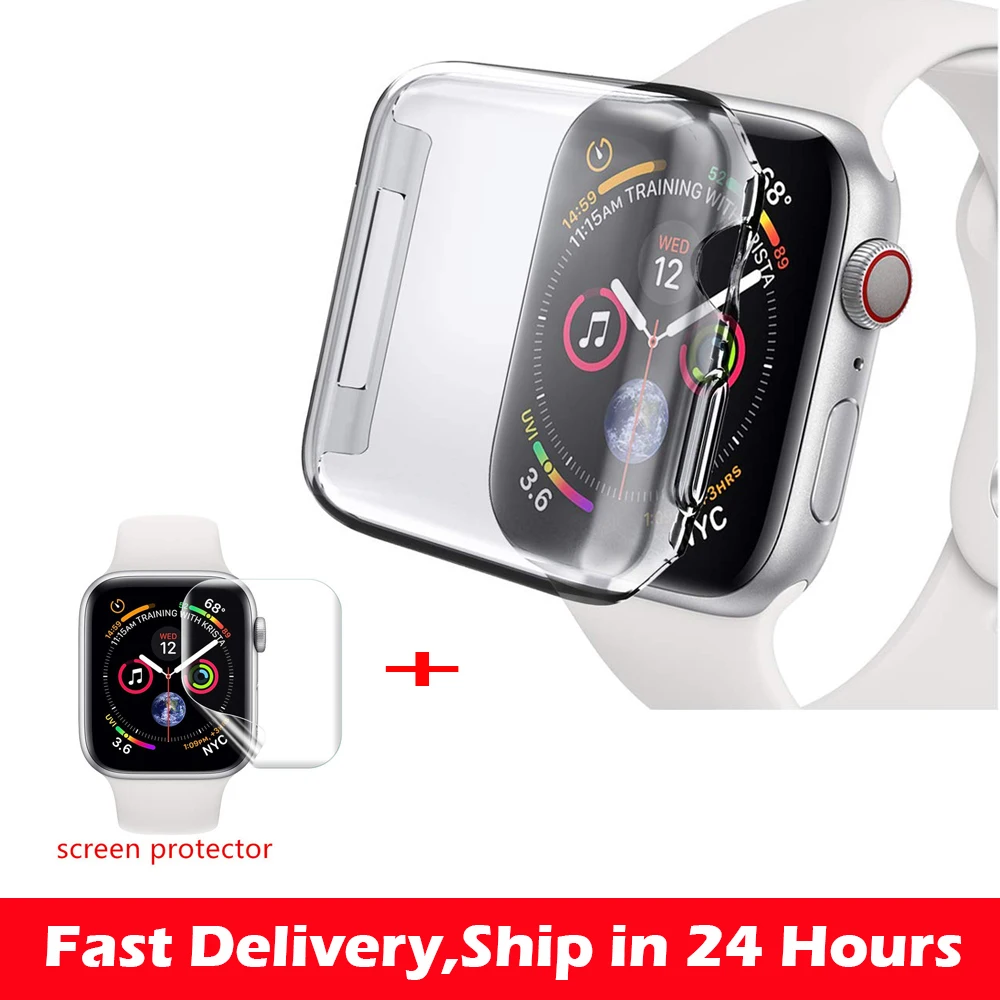 44 мм силиконовый мягкий чехол для apple watch 40 серия 4 прозрачные защитные чехлы из