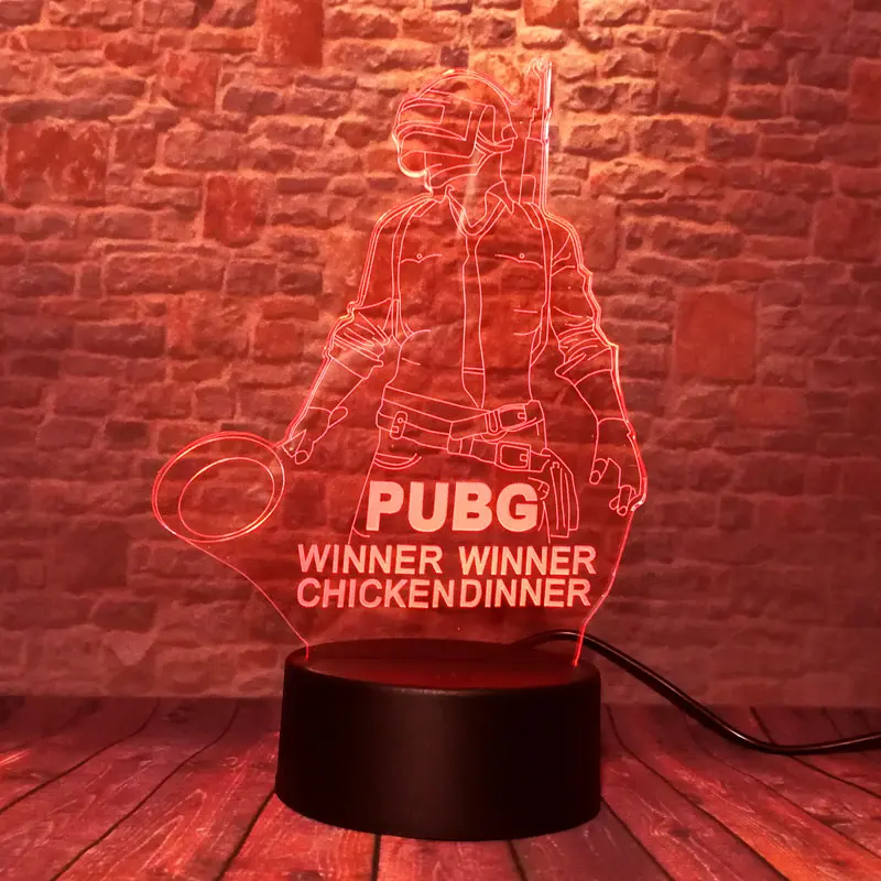 Фигурка PUBG 3D иллюзия светодиодная Ночная лампа 7 цветов меняющая свет настольная