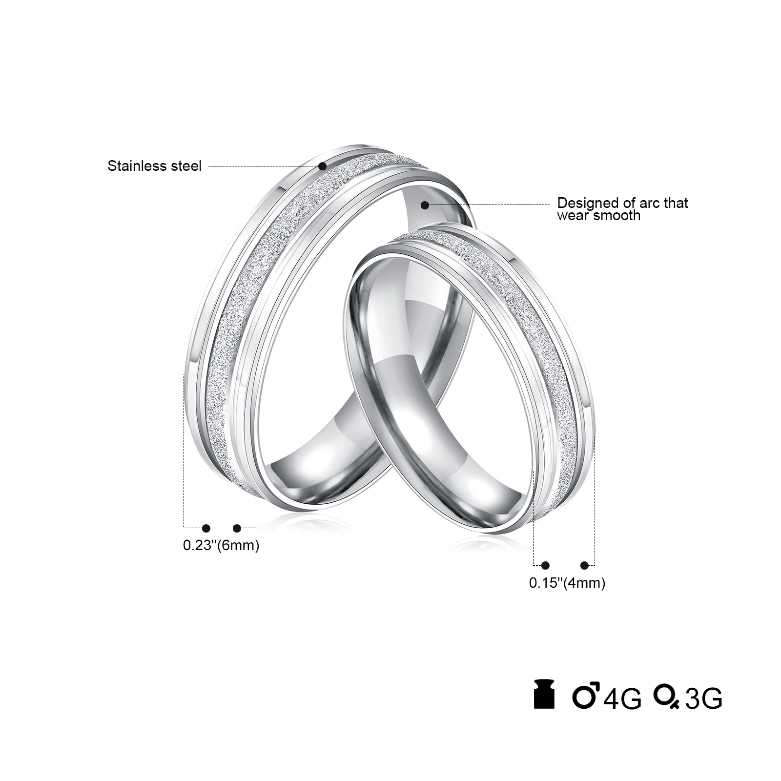 New Scrub Design Stainless Steel Lovers Ring For Women Men Charm Jewelry Trendy Gift Anniversary Wedding rings Love | Украшения и