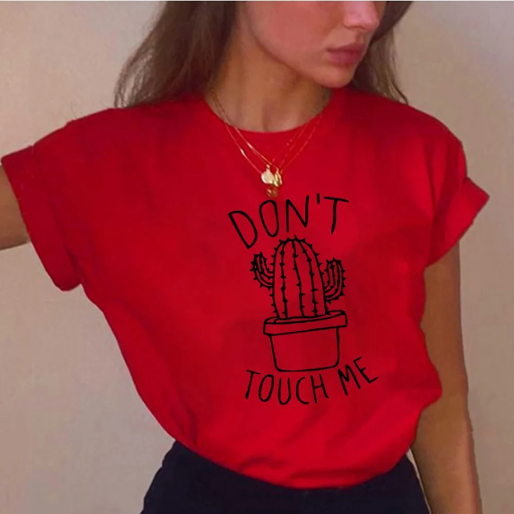 Женская футболка в стиле Харадзюку Don't Touch Me с принтом кактуса летняя уличная