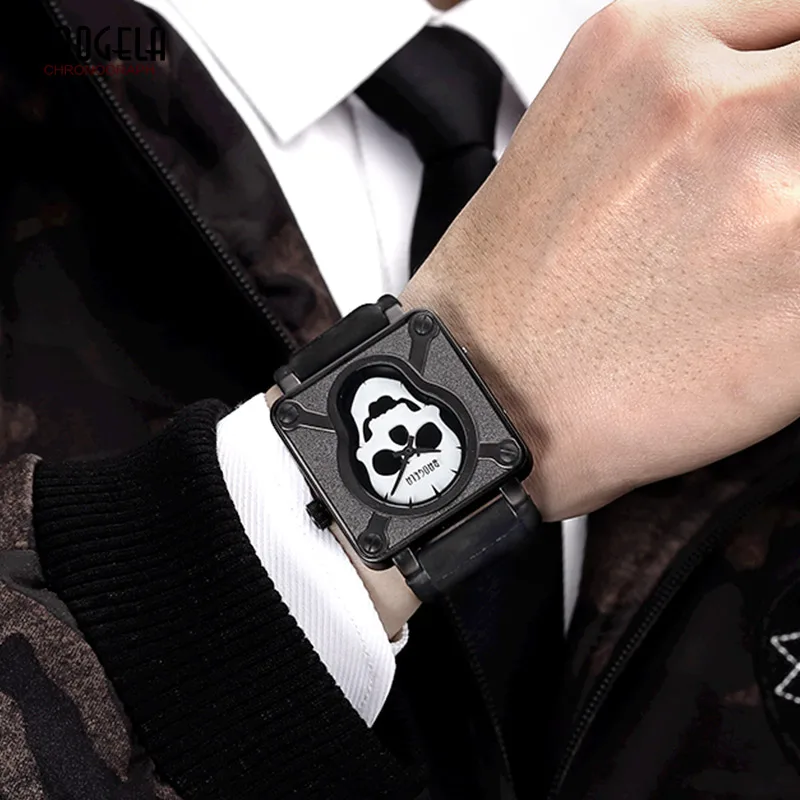 Baogela мужские водонепроницаемые черные коричневые кожаный ремешок квадратный