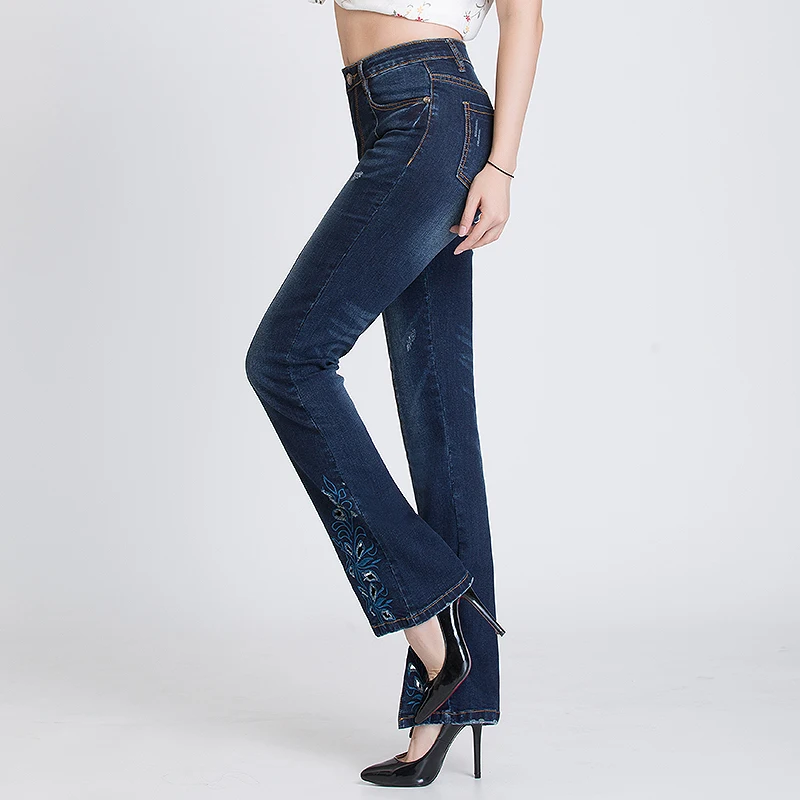 Брендовые брюки 2019 Облегающие расклешенные женские джинсы с высокой талией и