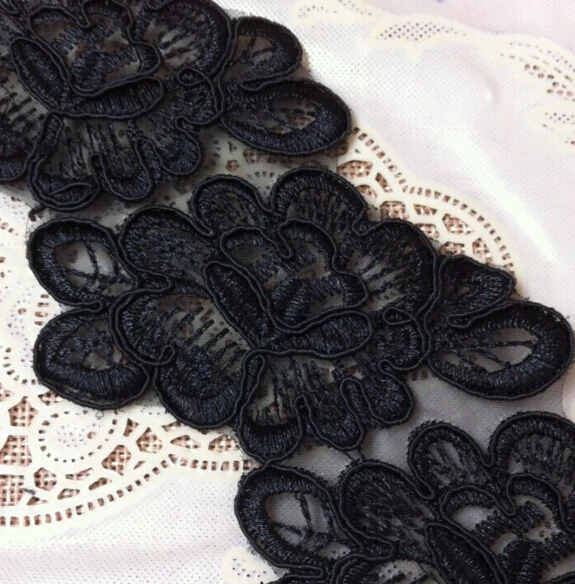 2 метра в лоте Красивая Черная кружевная ткань с отделкой для свадебного платья