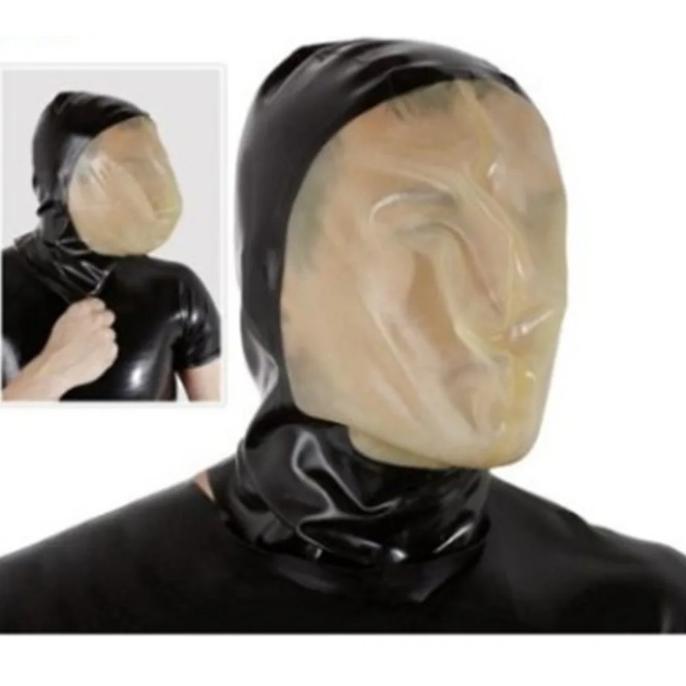 100% Latex Hood Mask Rubber Vacuum Mask with Zip and without zip for Party