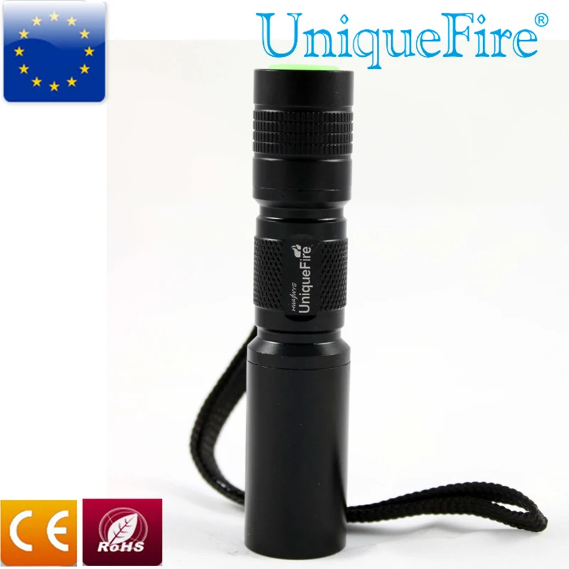 Uniquefire 3 Modes UF-C3 Q5 Flashlights Black Led Torch Lamp Lanterna With Tough Lanyard Coated Glass Lens For 1*14500 | Освещение