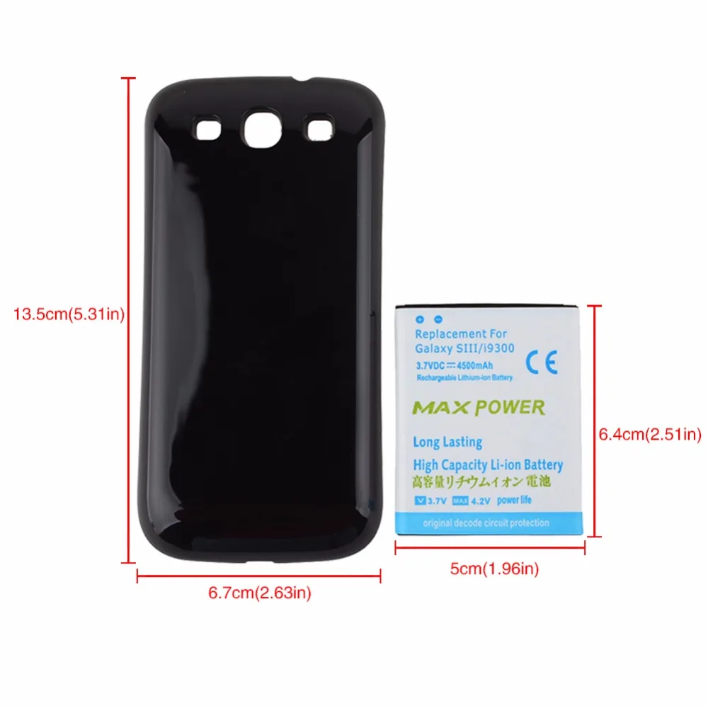 Для Galaxy S3 i9300 4500 мАч удлиненный аккумулятор + задняя крышка для Samsung III S 3 i9300i