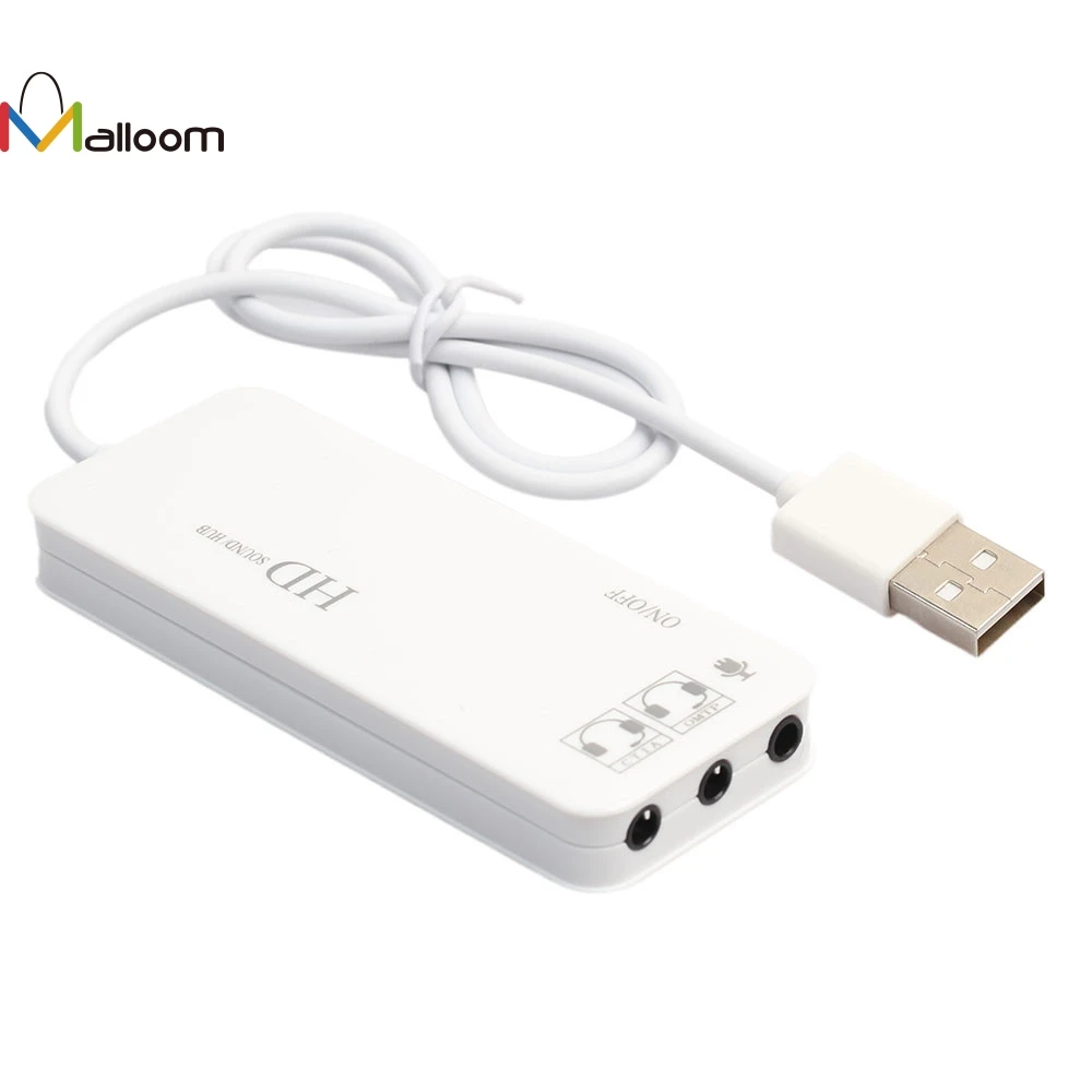Malloom Новое поступление usb-хаб 3 порта стерео DJ внешняя звуковая карта гарнитура микрофон адаптер для ПК ноутбук USB 2,0 концентратор#20