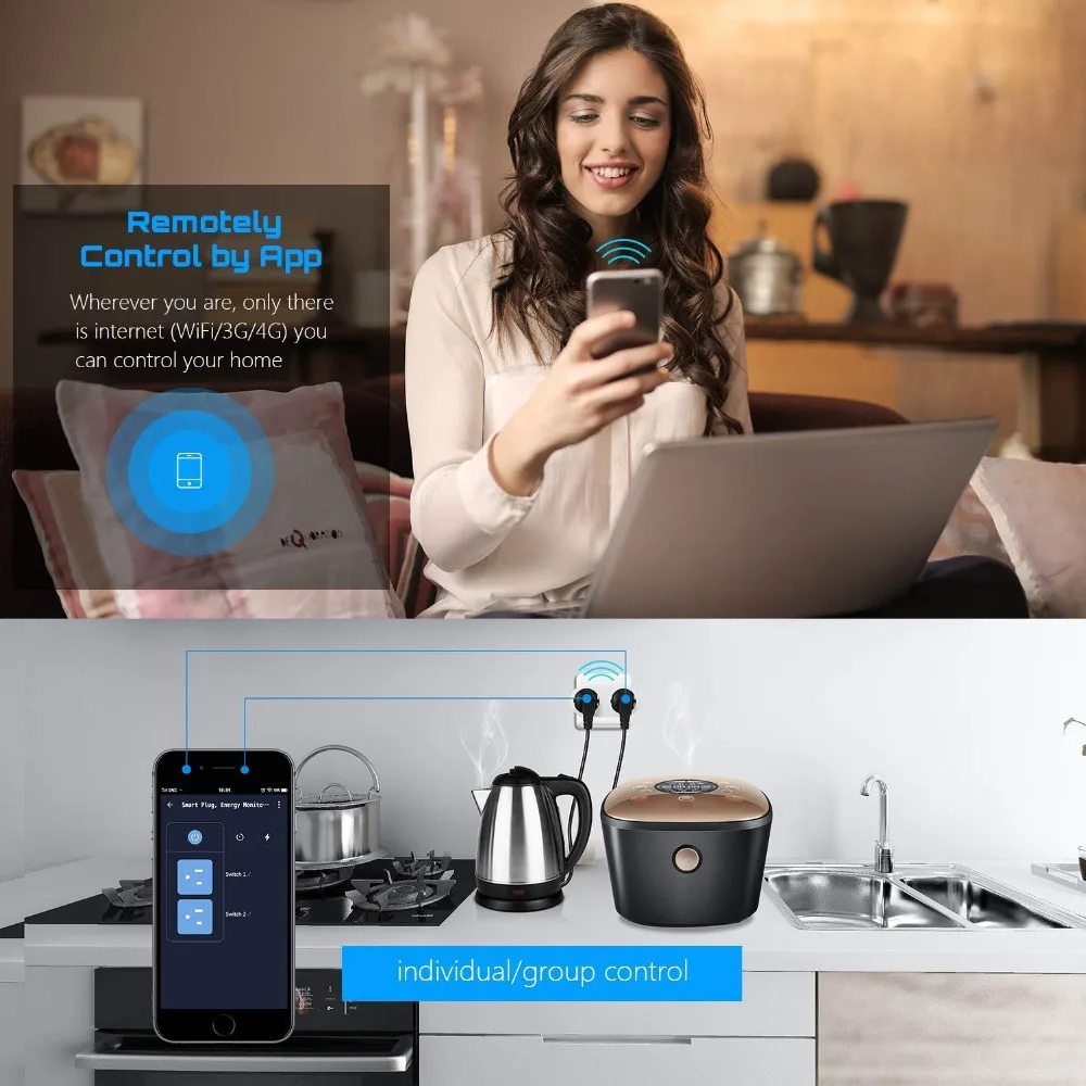 Новый европейский стандарт с двумя отверстиями Wi Fi умная розетка 16A версия замера