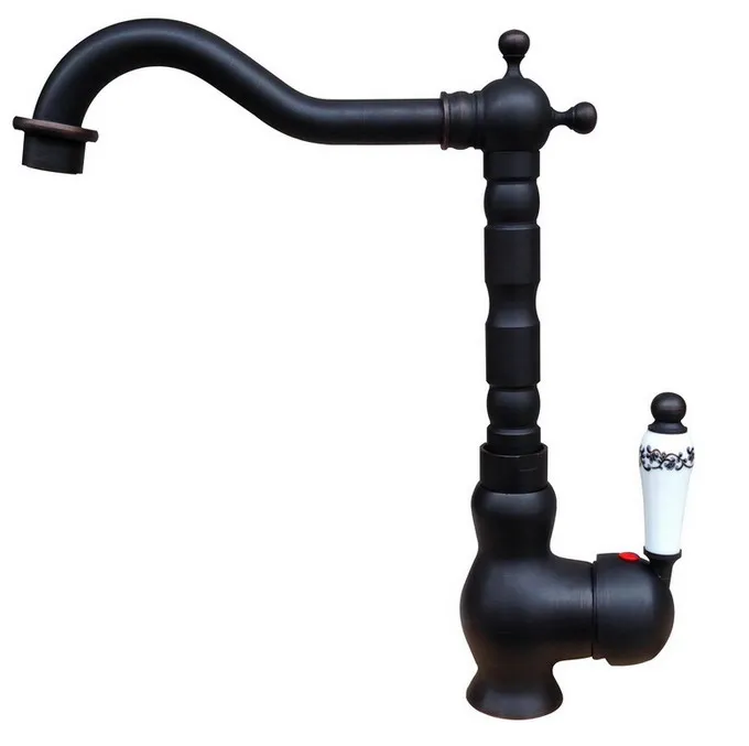 

Black Oil Rubbed Bronze Brass Single Handle Swivel Spout Kitchen & Bathroom Vessel Sink Basin Faucet Mixer Water Tap anf336
