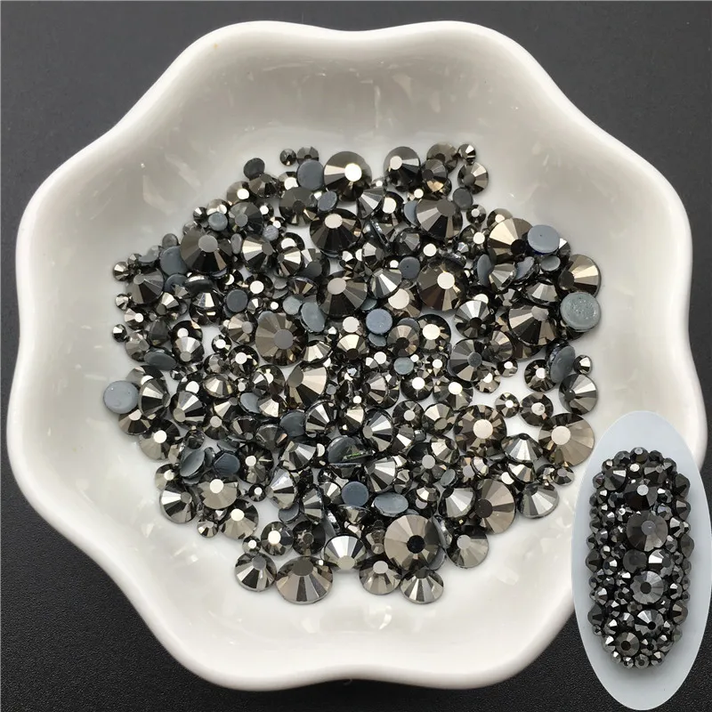 SS6-SS30 Glass Crystal Mine black Hot Fix Rhinstones Clear Flatback Iron-on Strass Hotfix Rhinestones For Wedding Dress | Дом и сад