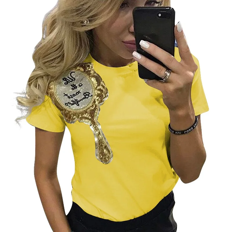 Женская Однотонная футболка с коротким рукавом высококачественные хлопковые