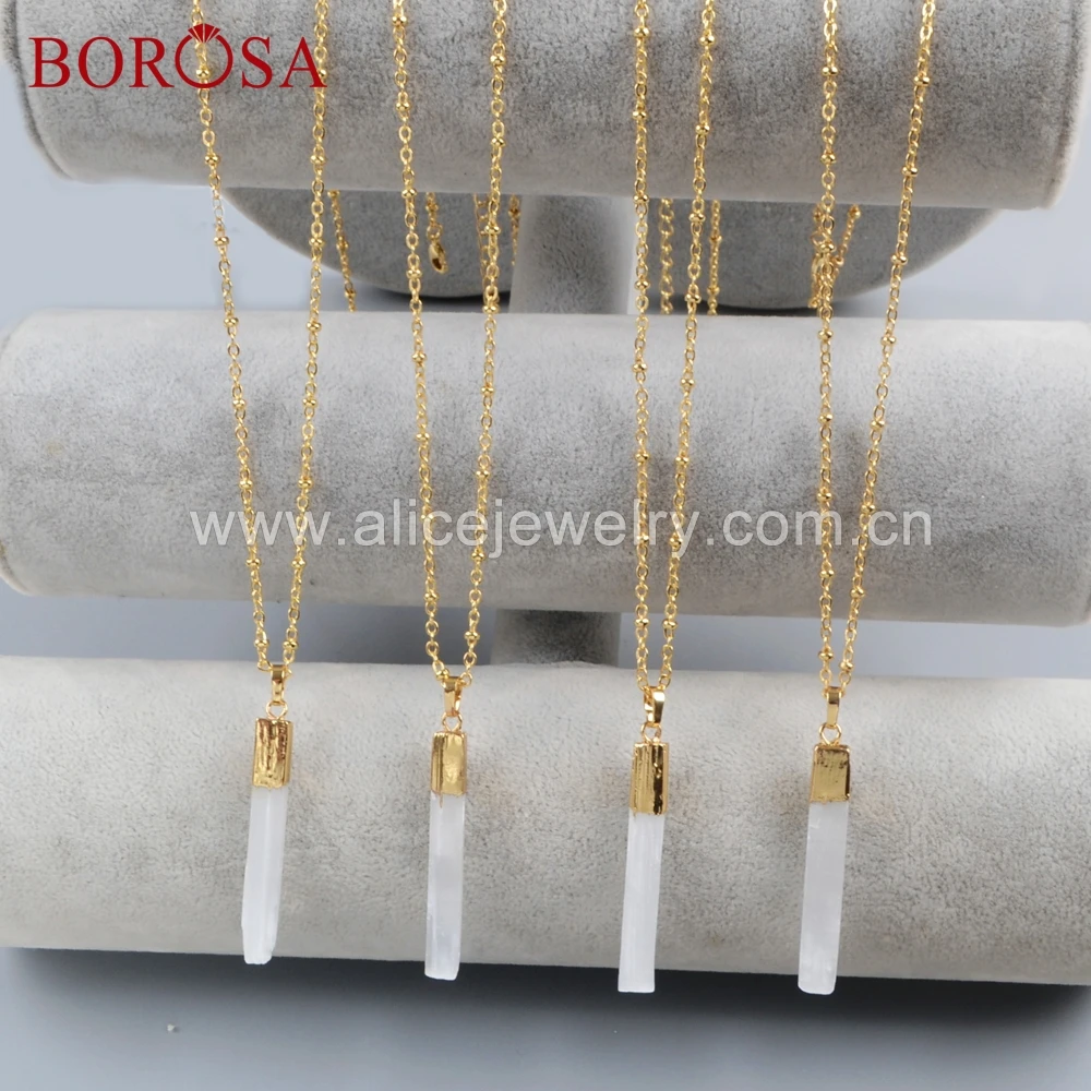 

Оптовая продажа от BOROSA, 5 шт., точка золотого цвета, натуральный селенит, раннее ювелирное изделие для ожерелья/сережек G1703, Фотогалерея