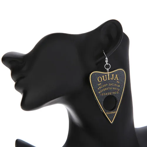 black 1 пара, женские серьги-капли, многоцветная смола, Ouija planchette, амулеты, полимерная серьга для подарка на день рождения, детские женские ювелирные изделия - Окраска металла: black