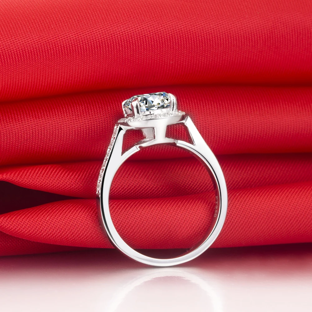 

Test Positive Moissanite Ring Test Positive Jewelry Brand Custom White Gold 1.5Ct Moissanite Diamond Ring Women Engagement