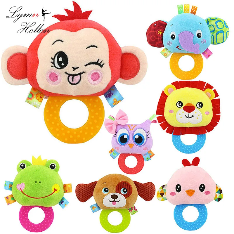 

Infant Baby Plush Rattle Stuffed Toy Hand Grasp Teethers Cute Animal Handbell Ring Newborns Early Development Boys Girls Gift