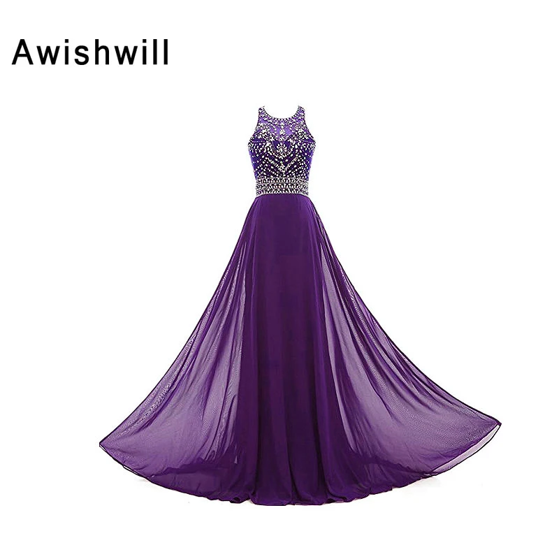 Женское шифоновое вечернее платье Бордовое с открытой спиной и бисером для