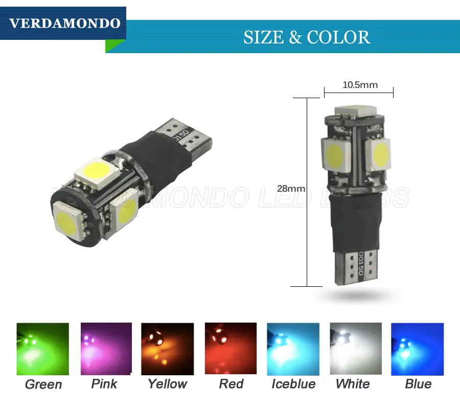 4X T10 W5W 5SMD 5050 светодиодов быстрое мигание стробоскоп/всегда на 2 модели