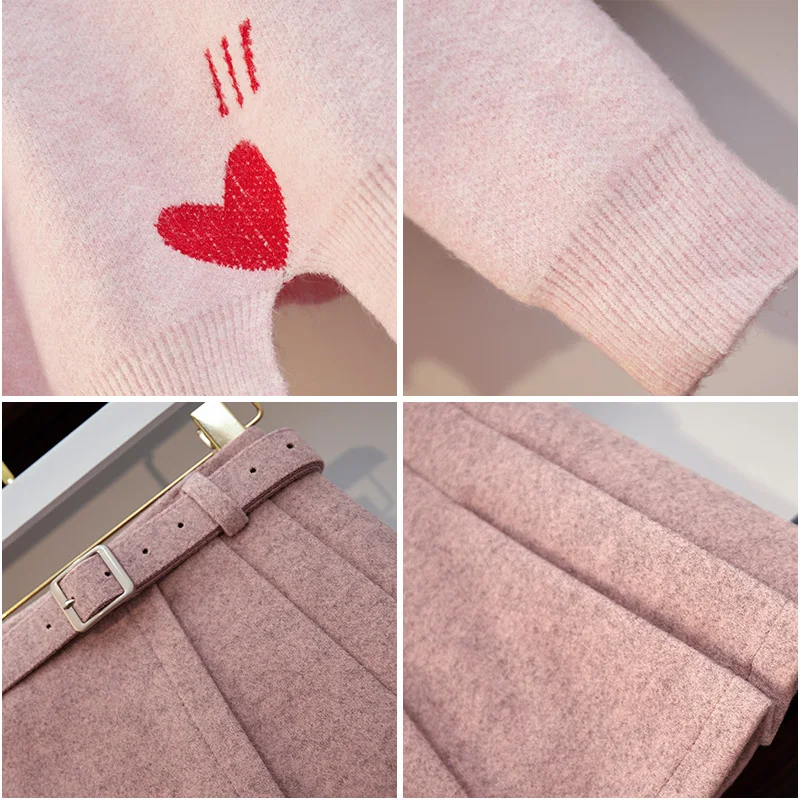 Женский трикотажный комплект из 2 предметов свободный свитер в стиле преппи с