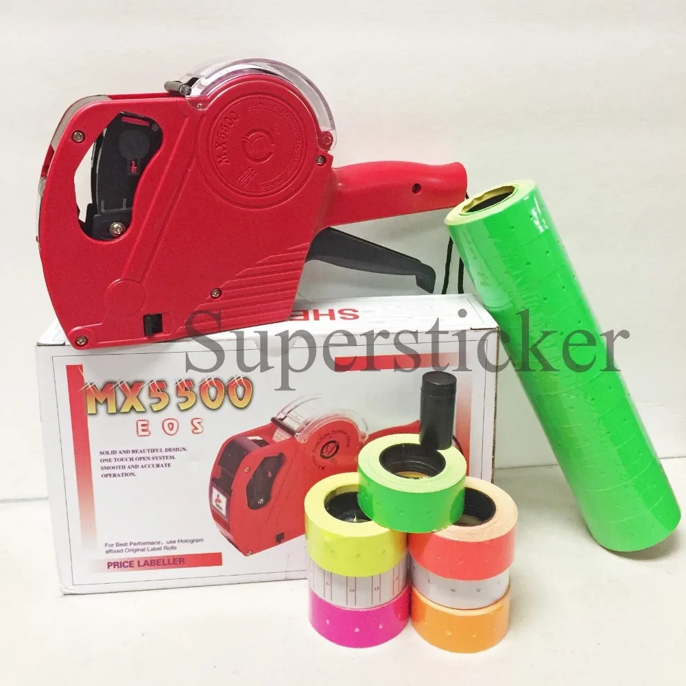 

[Fly Eagle ] MX-5500 EOS, ценник с 8 знаками, этикетка для пистолета + 5000 зеленых этикеток + 1 чернила