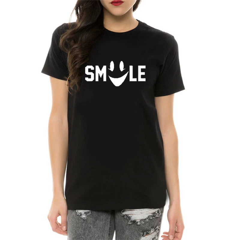 Женская футболка ONSEME с надписью Smile shape коротким рукавом | одежда