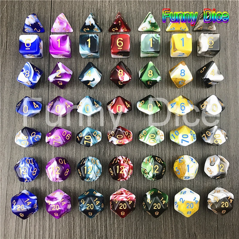 Лучшая цена для Rpg подземелье и драконы, 7 шт кубиков набор D4 D6 D8 D10 D12 D20 как аксессуары для настольной игры, для игры в игры
