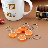 50pcs mixed fruit orange slice keychain cute anime cartoon toy key ring children party gift ww779
