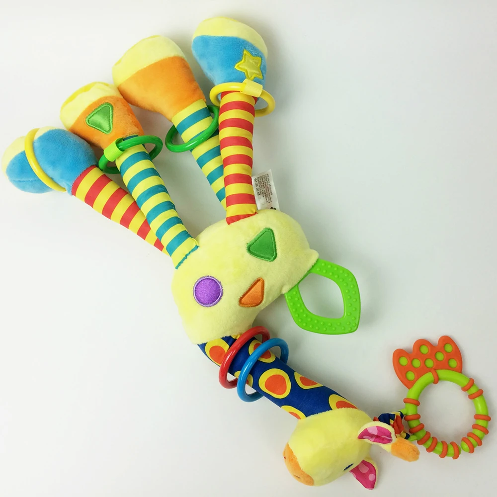 

The giraffe car hanging bed the bell Infants plush bell BB tooth gum newborn baby teddy kids toy Baby Educational Toys