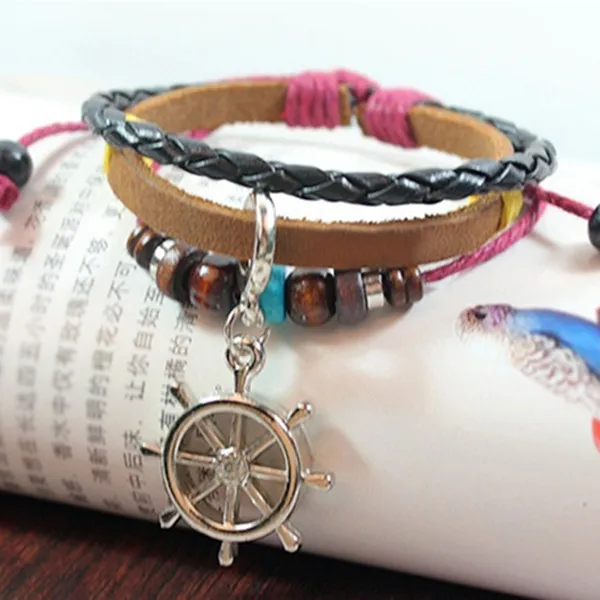 Новинка руль бусины многослойные кожаный браслет | Украшения и аксессуары