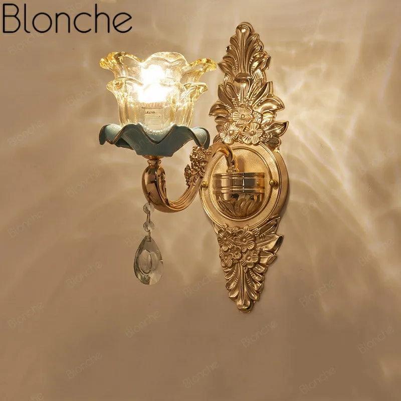 Современные золотые настенные бра светодиодный стеклянный светильник в