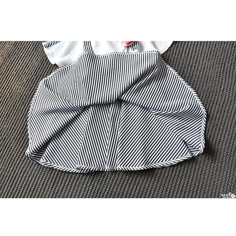 Платья для девочек 2018 Новая летняя детская одежда девушки мода полосатый шифон