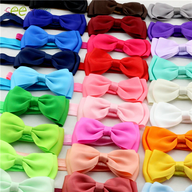Seeyoo 20 шт./лот DIY Grosgrain лента Детская повязка на голову с бантом головные повязки