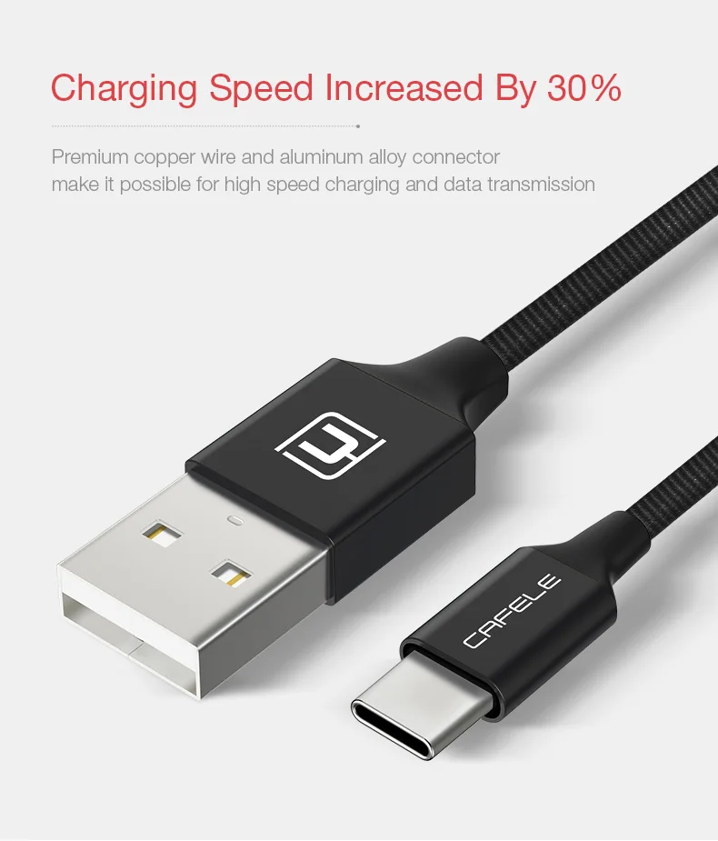 Cafele Тип C Usb Дата-кабель для samsung huawei p20 Honor 9 10 Xiaomi Mi8 Mi6 MI5S oneplus зарядный кабель для передачи данных Usb кабель 5V 2.1A