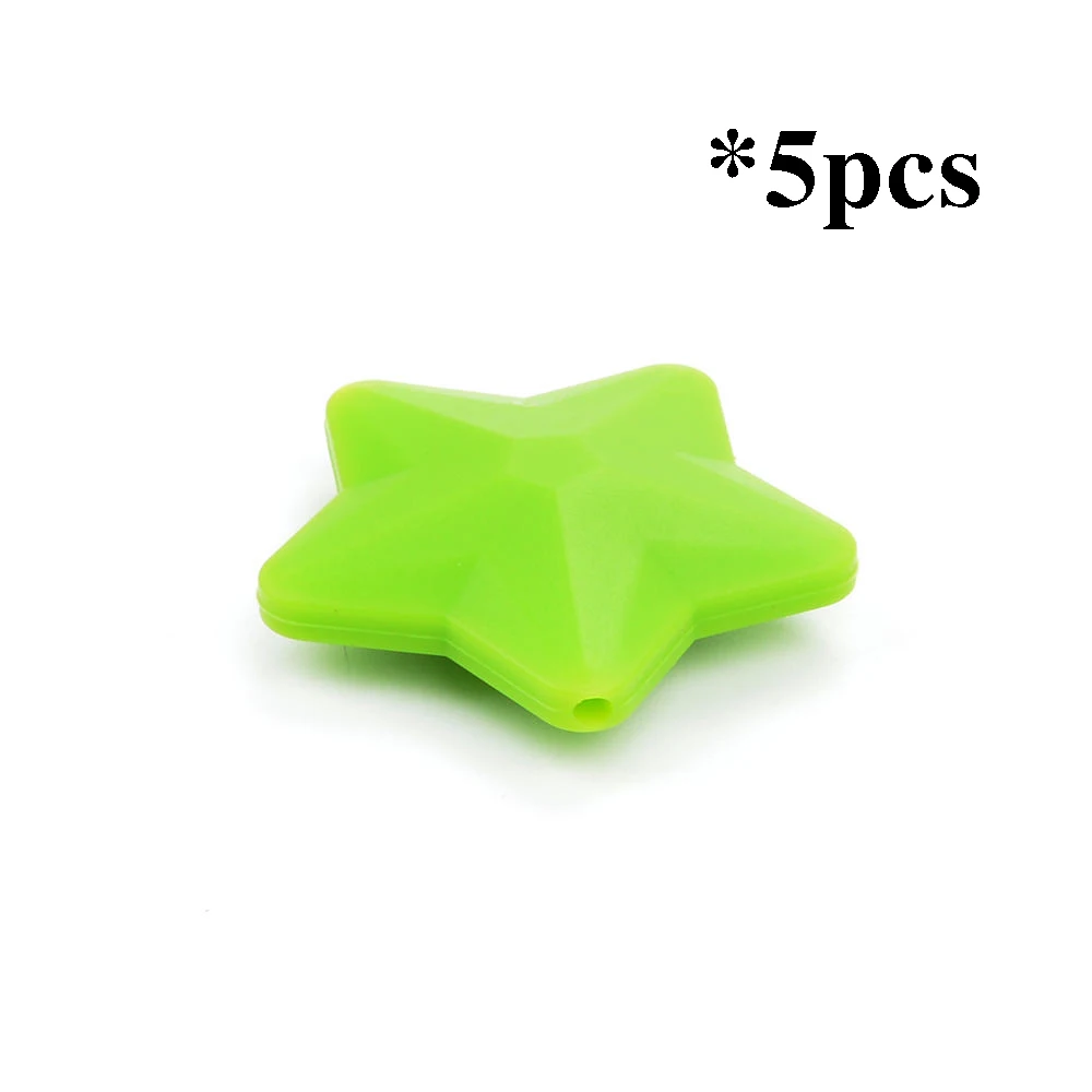 chartreuse LOFCA в форме звезды силиконовые бусины 5 шт свободные бусины для пищевого силикона прорезиненное Силиконовое ожерелье для прорезывания зубов свободные бусины BPA бесплатно - Цвет: chartreuse