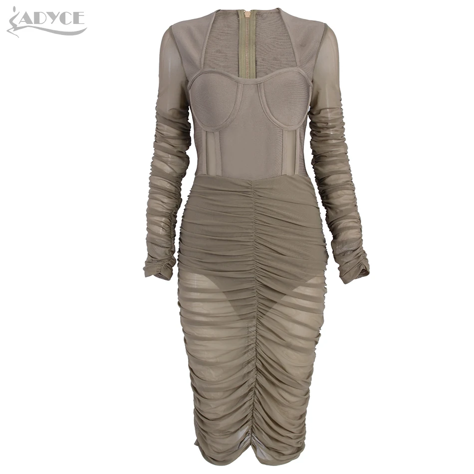 Adyce 2019 новое зимнее облегающее Бандажное платье Vestido элегантное кружевное с