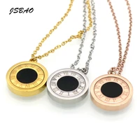 jsbao new fashion stainless steel spinner black white turnable pendant necklace wedding female necklace wholesale cool jewelry