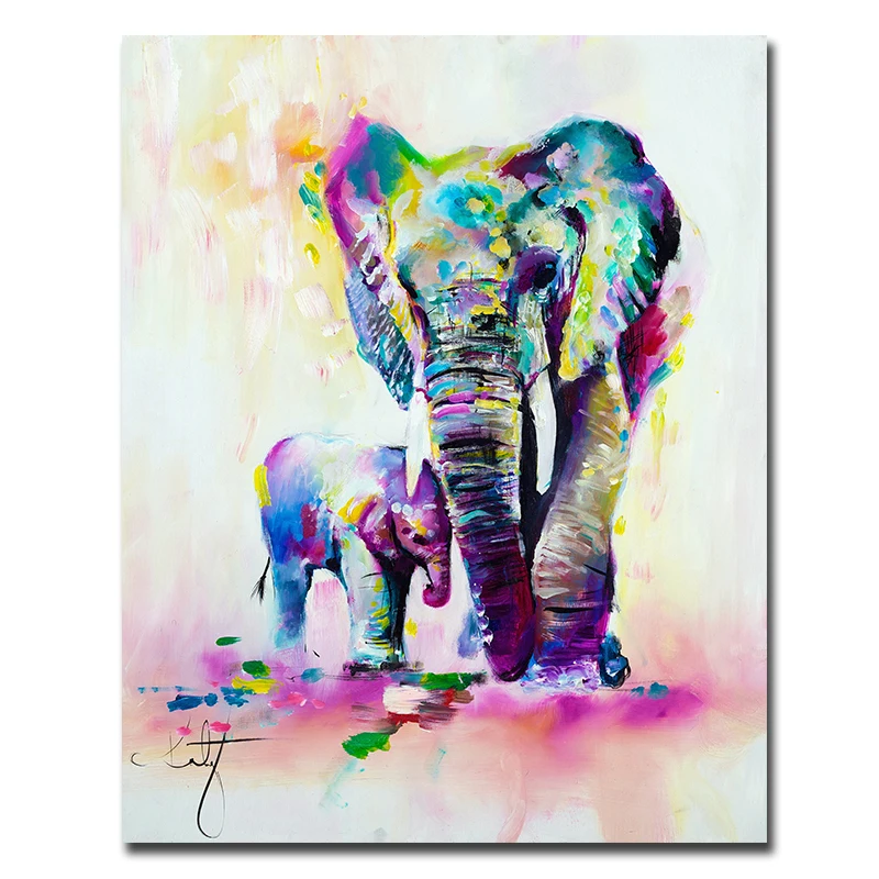 

Colorful Abstract Elephant Painting Canvas Posters and Prints Wall Art Painting cuadros decoracion salon Poster Pictures