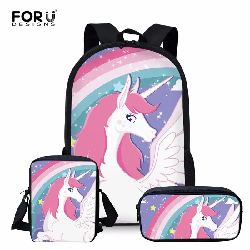 Z3813CEK FORUDESIGNS/ школьные рюкзаки с единорогом для девочек-подростков, Школьный набор, сумка, милый рюкзак на молнии, чехол-карандаш для детей, Mochila - Цвет: Z3813CEK