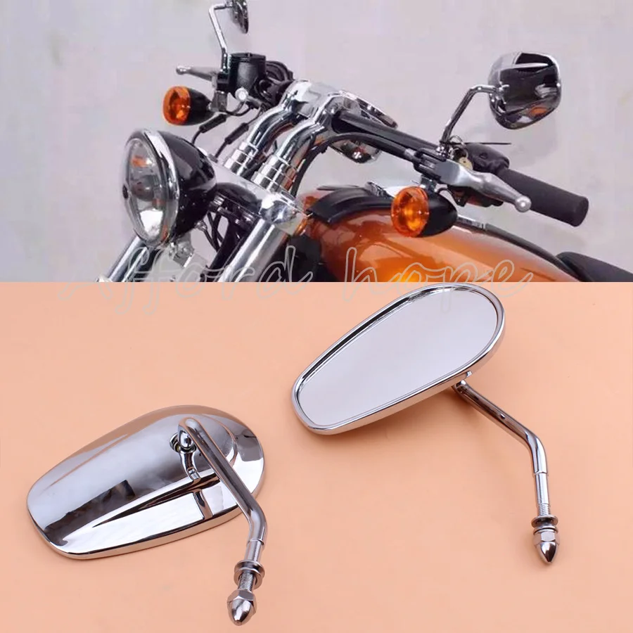 Espejos retrovisores laterales para motocicleta, cristales clásicos cromados para HARLEY DAVIDSON, de Metal, 1 par, envío gratis
