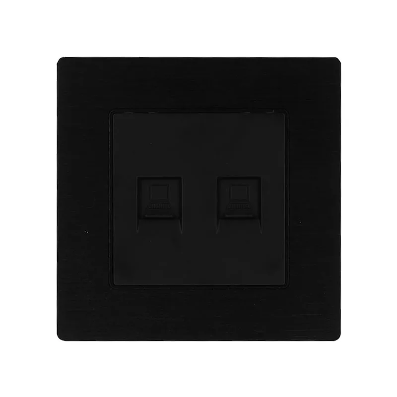 A8-018/C2 double network socket black aluminum computer wall panel RJ45 | Обустройство дома