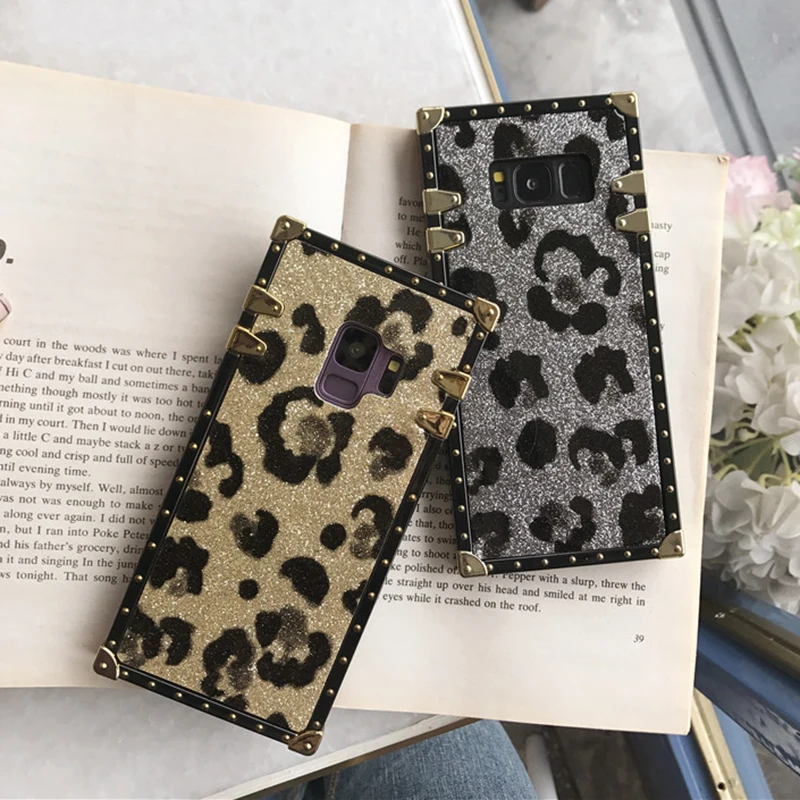 YHBBCASES Золотой квадратный чехол с заклепками для Samsung Galaxy S10 Plus S8 S9 Модный Блестящий
