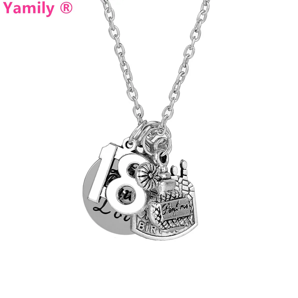 Yamily 10 шт./лот ожерелье с живым смехом и сердечком 18 днем рождения Очаровательное
