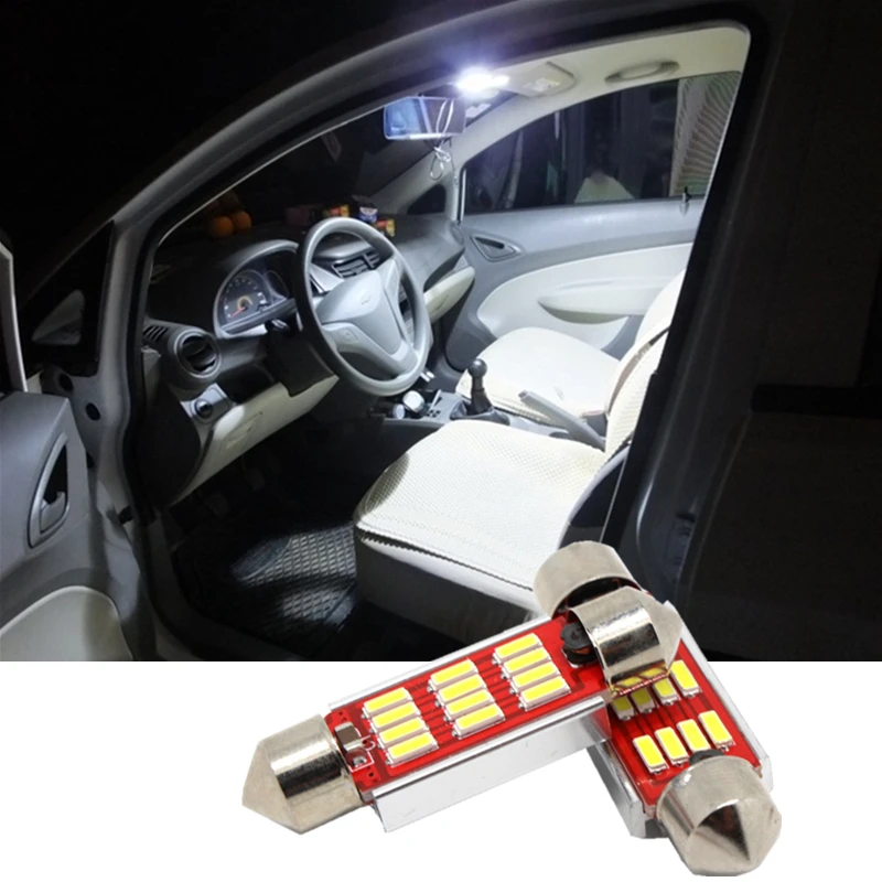 YHKOMS 4 Pcs 31mm 36mm 39mm 41mm C5W C10W Car Festoon Light Interior 4014 SMD LED Canbus Error Free 6000K White | Автомобили и