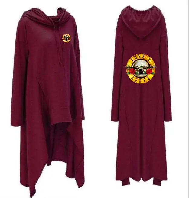 Мода guns N' Roses Hoodie Новый худи в уличном стиле длинный пуловер с капюшоном