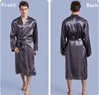 solid plain mens satin rayon long robe pajamas lingerie sleepwear kimono bath gown lounge casual male nightgown sleepwear 4051