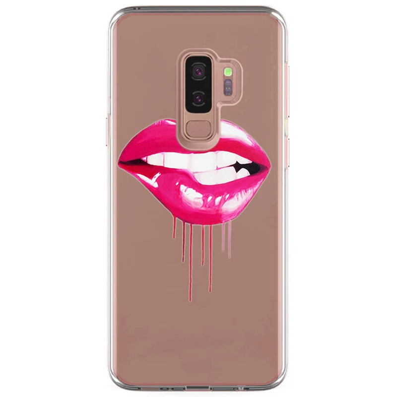 For Samsung Galaxy S9 S9Plus S8 Plus S7 edge A3 A5 2016 2017 TPU Soft love Flaming red lips Painted Desig Cover Case Fundas E323 |