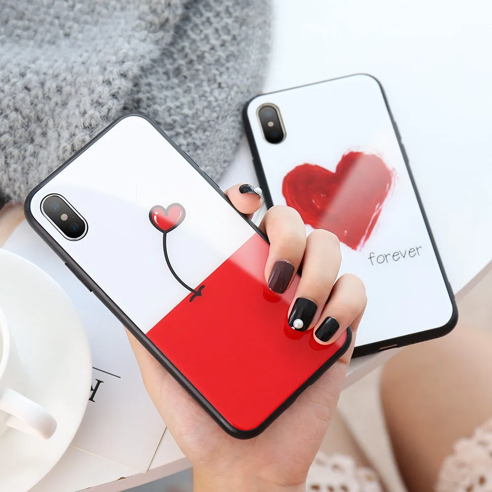 KISSCASE закаленное Стекло чехол для iPhone 8 плюс милые случаи мобильного телефона