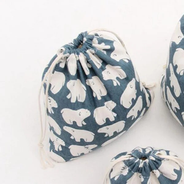 

Подарочные мешочки Celadon с принтом белого медведя из льна и хлопка