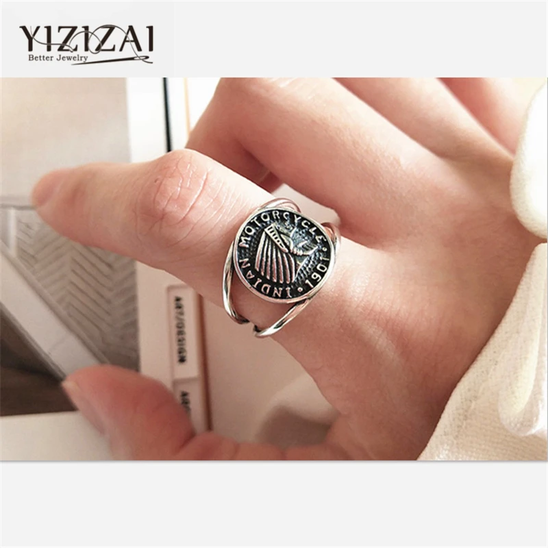 

Vintage Steampunk Silverplating Indian Head Ring Motorcycle Finger Ring Men Women Rock Silver Color Rings Jewelry Drop Shipping