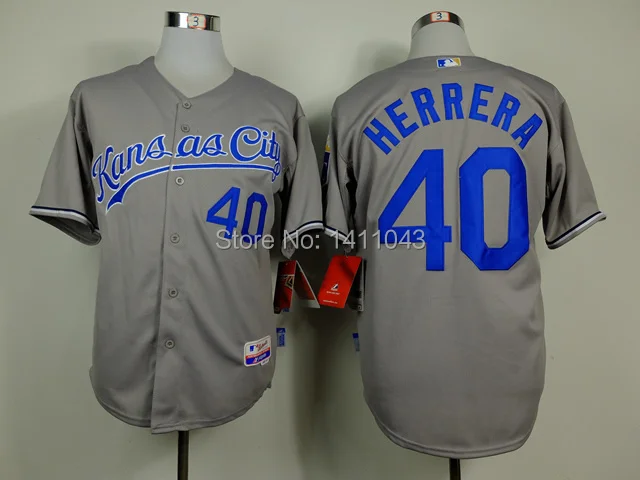 hot sell baseball Jerseys Kansas Royals # 40 Herrera gray Jersey sewn logos embroidered logos|logo hp|jersey eurojersey cap |