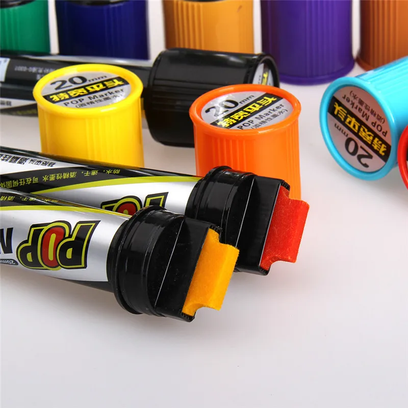 

Genvana Pop Marker 30mm 4pcs/lot Flat Tip Pen for Poster Advertising Promotion Pen School & Office Supplies